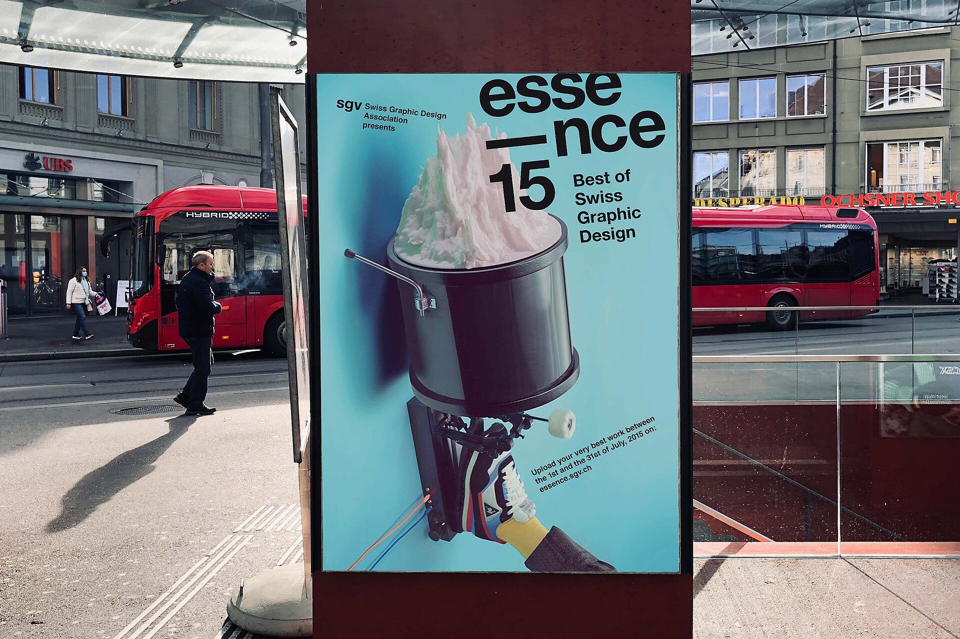 essence swiss graphic design plakat bahnhof branding bern